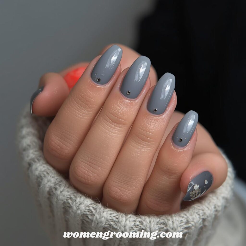 Cool Stone Gray Nails