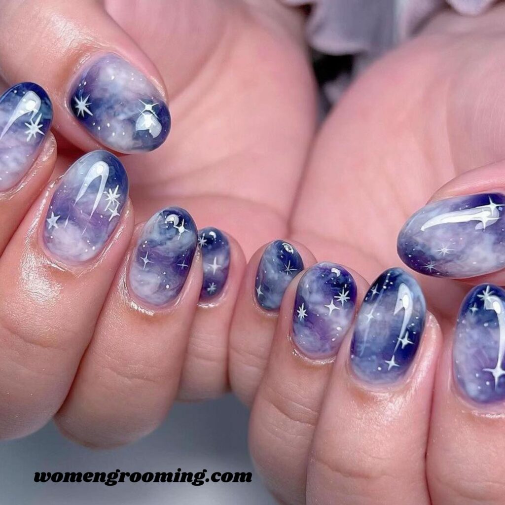 Cosmic Marble Nails