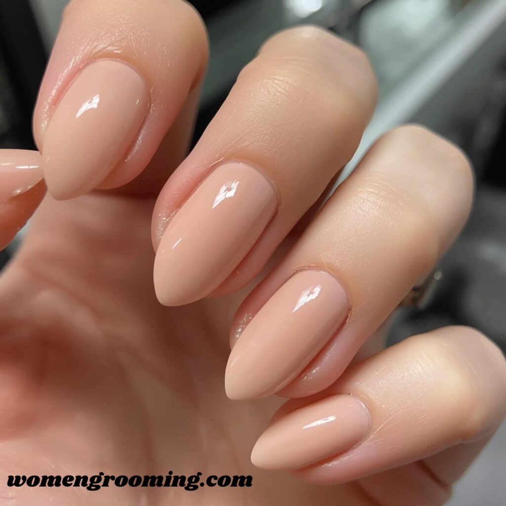 Creamy Beige Almond Nails