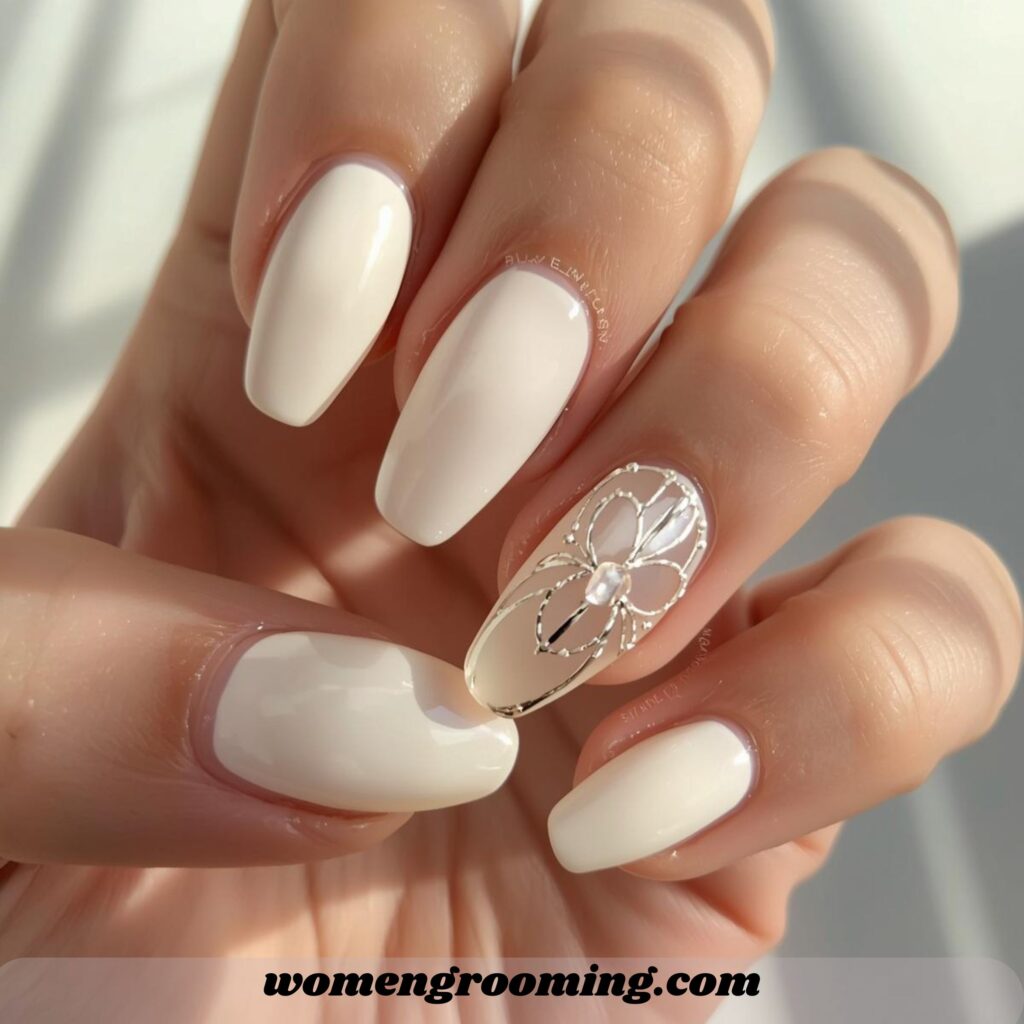 Creamy Ivory Nails (1)