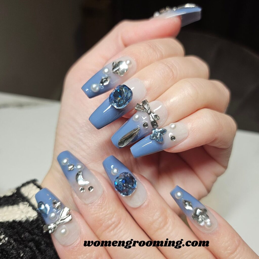 Crystal Dust Blue Nails