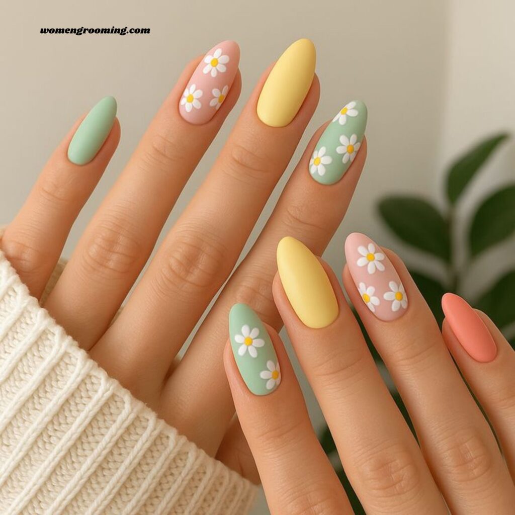 Daisy Pastel Nails
