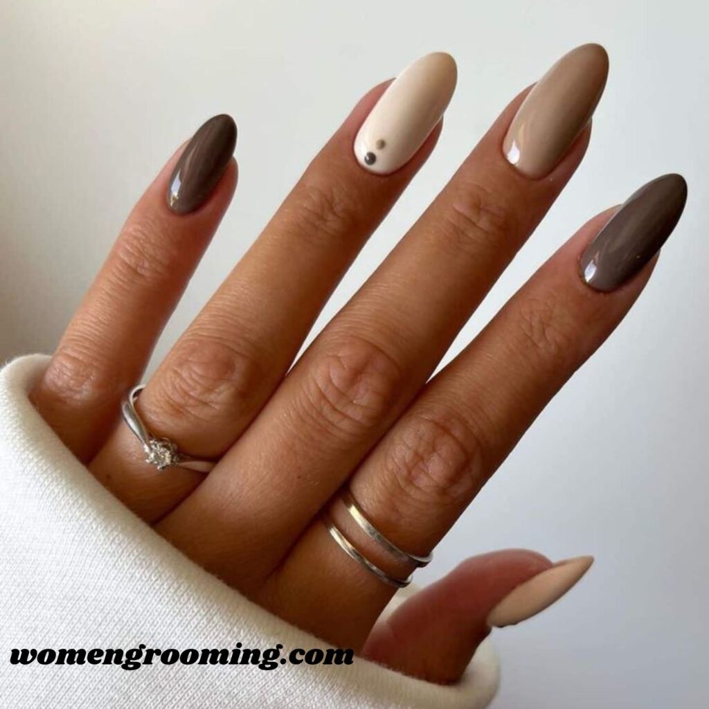 Dark Beige Satin Nails