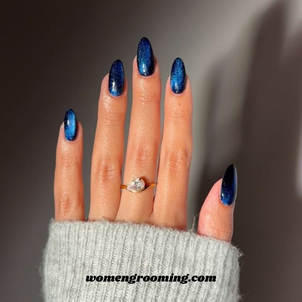 Dark Blue Moon Nails
