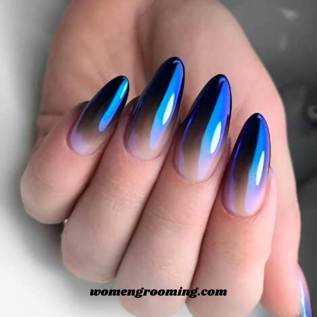 Dark Blue Ombre Nails