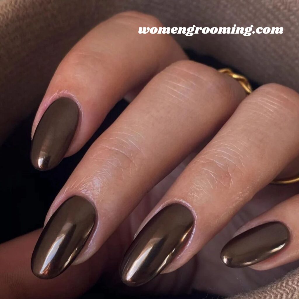 Dark Chocolate Chrome Nails