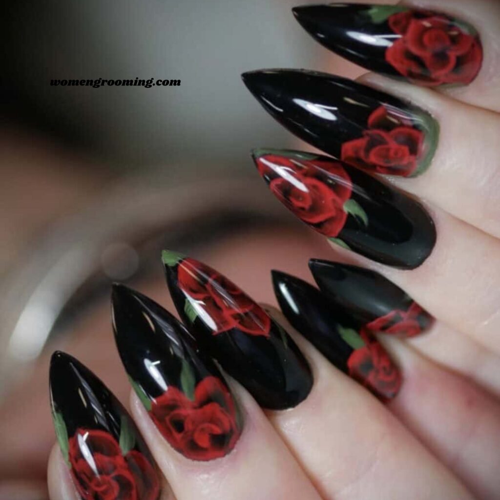 Dark Rose Nail Art