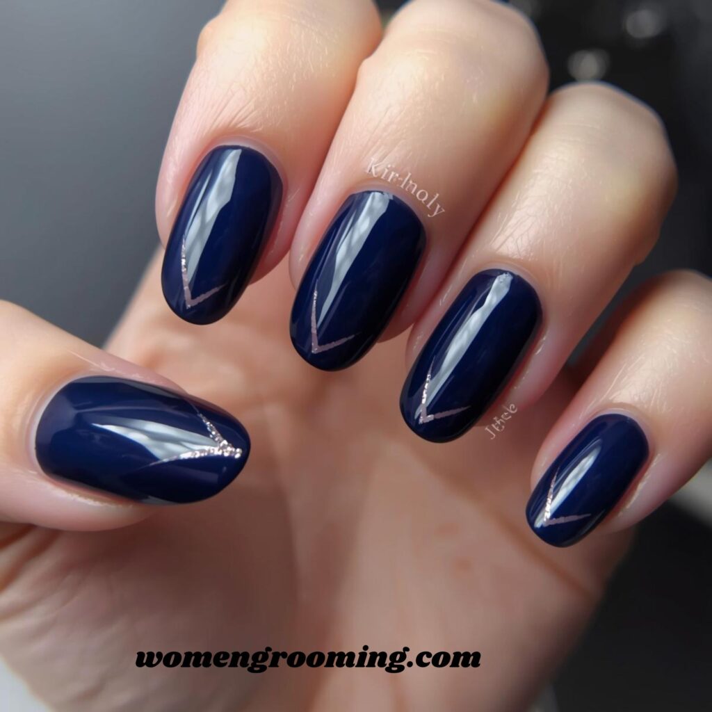 Deep Navy Cat Eye Nails