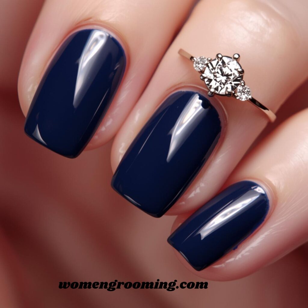 Deep Navy Gloss Nails