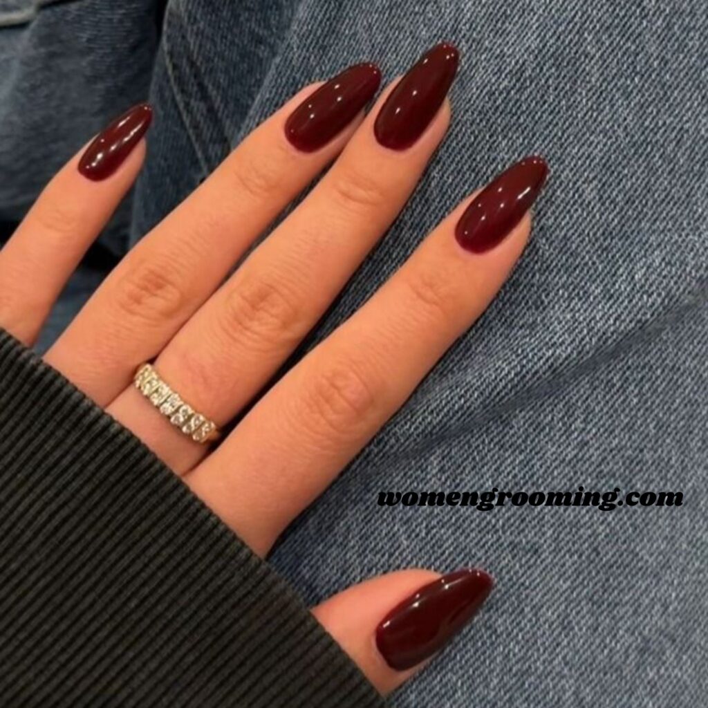 Deep Wine Red Nails