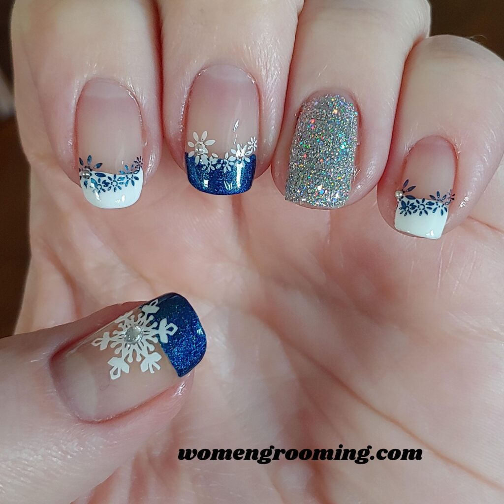 Delicate Crystal Snowflake Nails