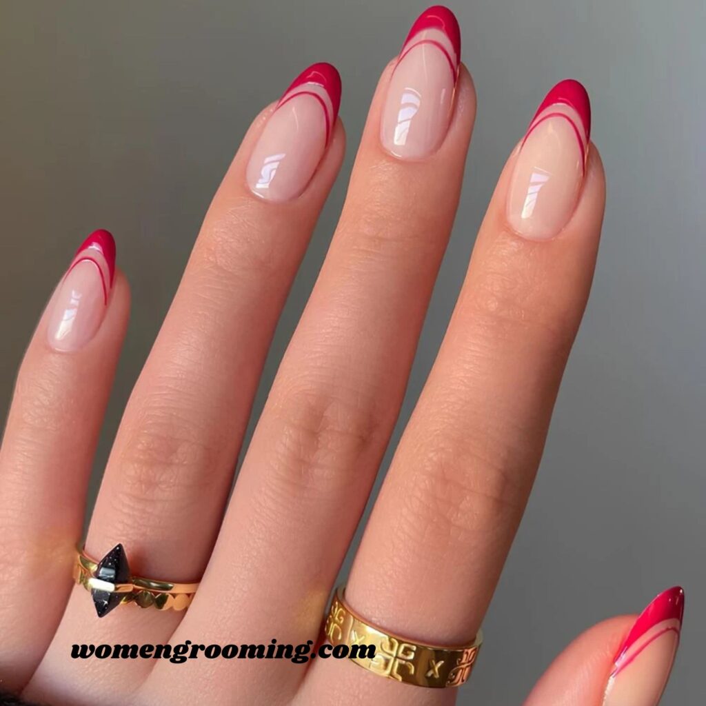 Double Line Red French Tips