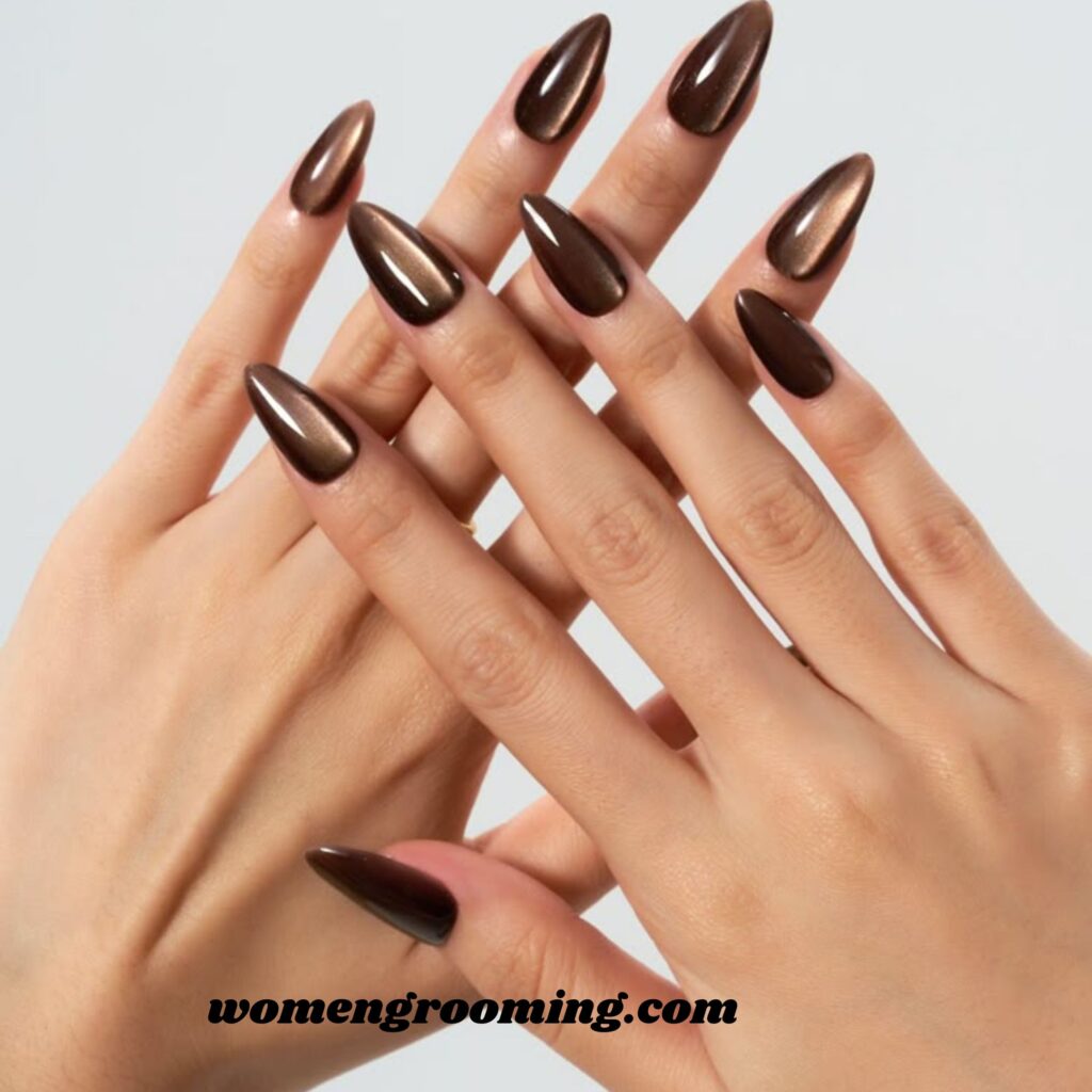 Espresso Brown Cat Eye Nails