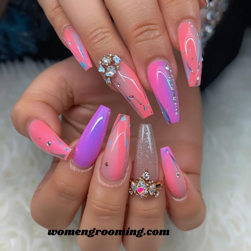 Extra-Long Acrylic Swag Nails