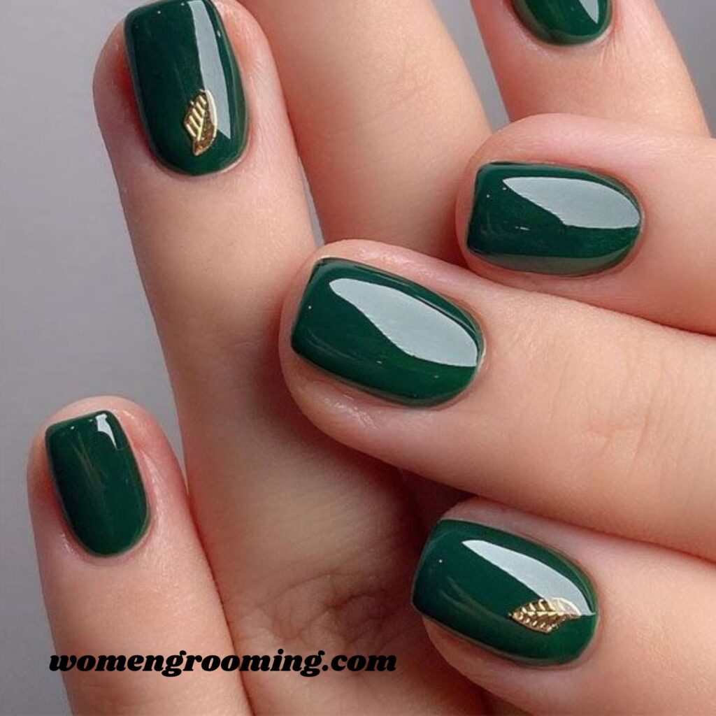 Forest Green Short Nails