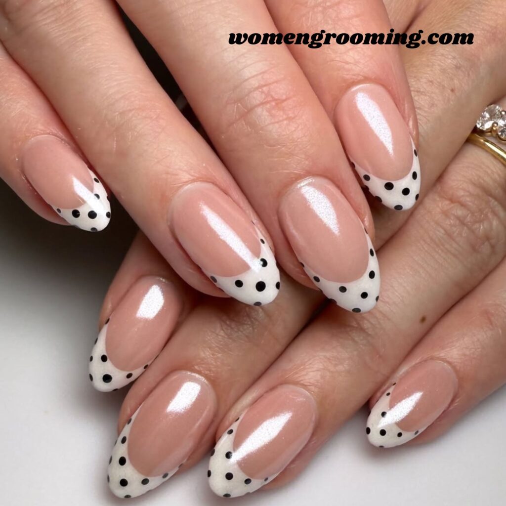 French Tip with Polka Dots