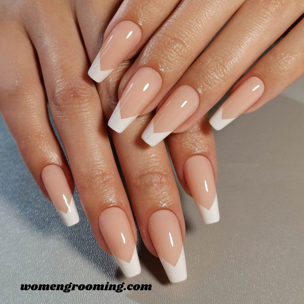 French Tips on Coffin Nails