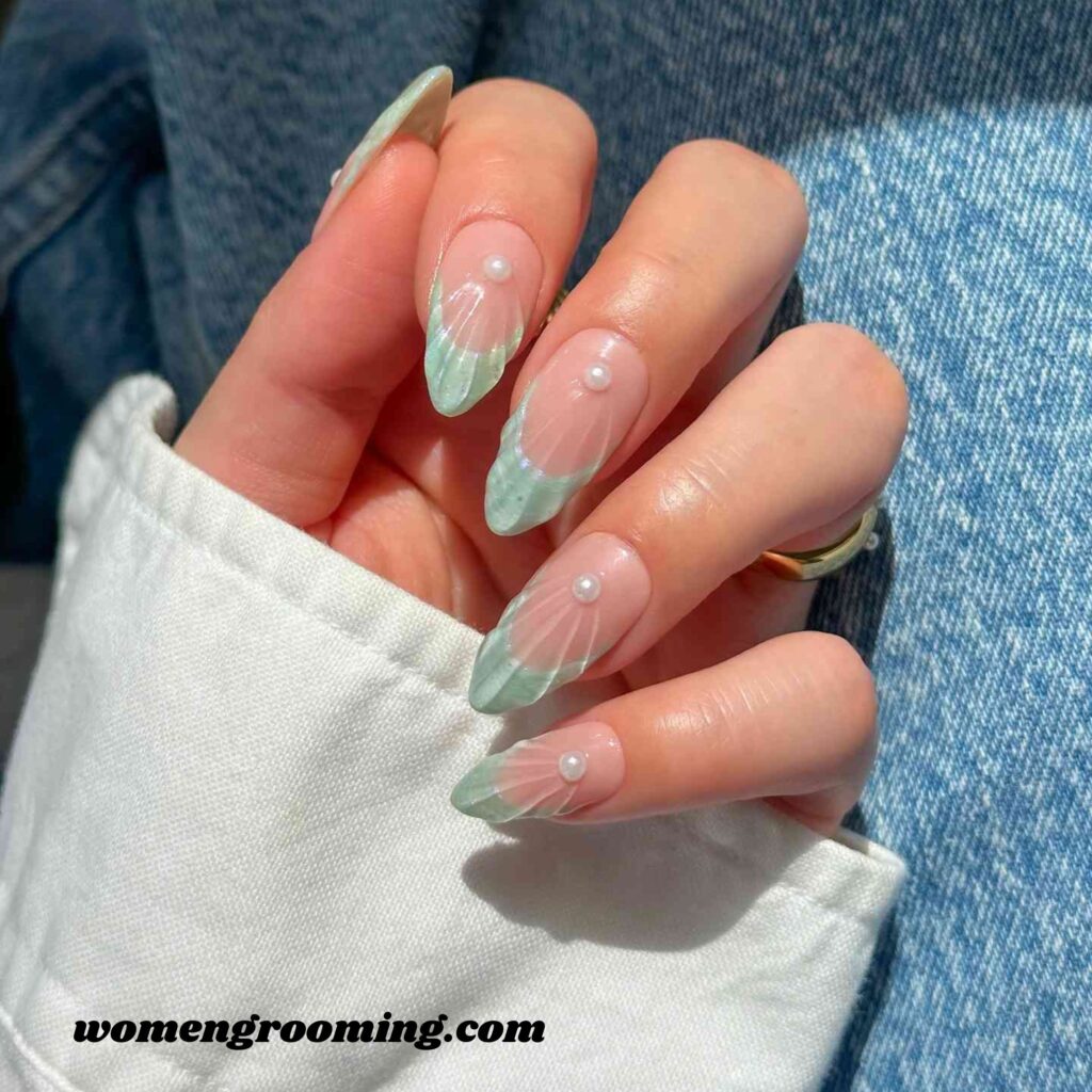 French Tips with Pearl Aura