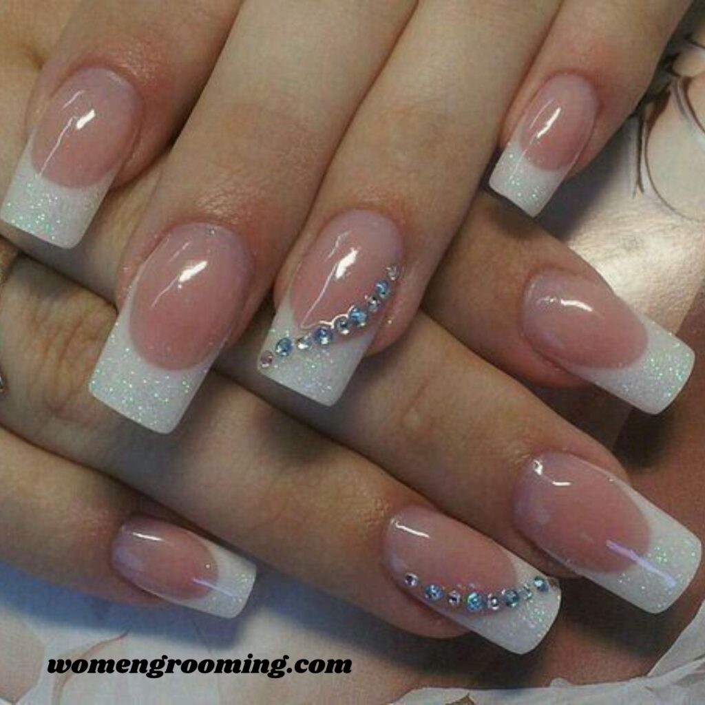 French Tips with Rhinestones
