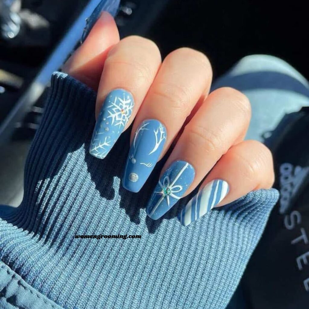 Frosted Baby Blue Nails