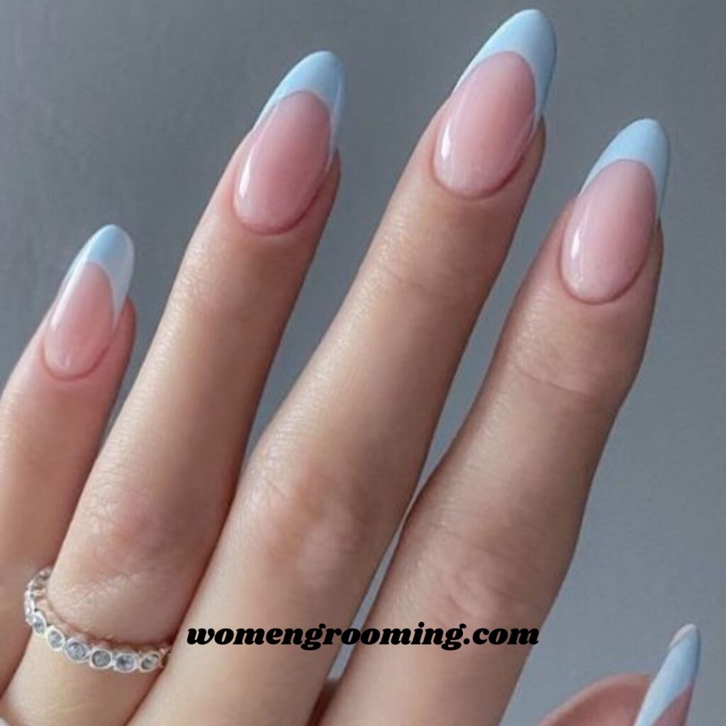 Frosted French Tips in Ice Blue