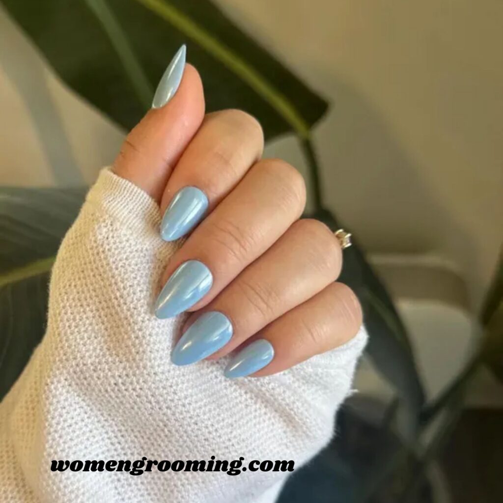 Frosted Glass Blue Nails
