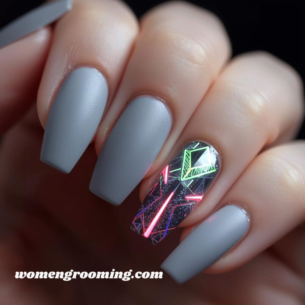 Frosted Gray Nails