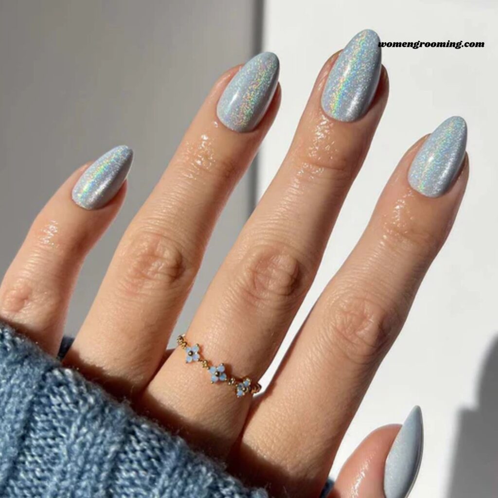 Frozen Silver Chrome Nails