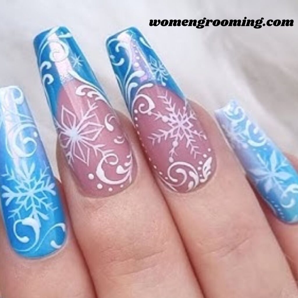 Frozen Sky Blue Nails