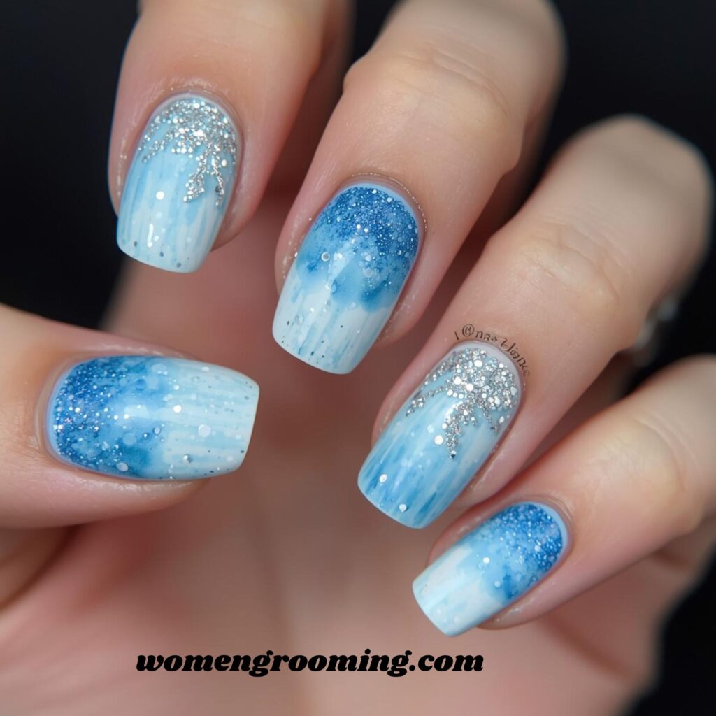 Glitter Ice Cap Nails