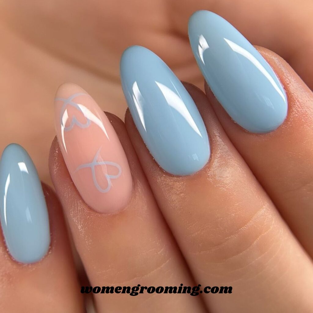 Glossy Icy Blue Nails