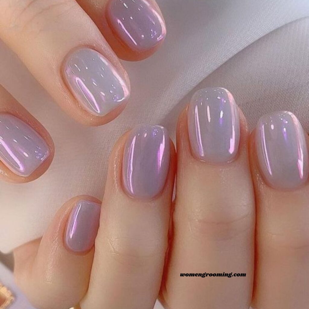 _Glossy Natural Purple Nails