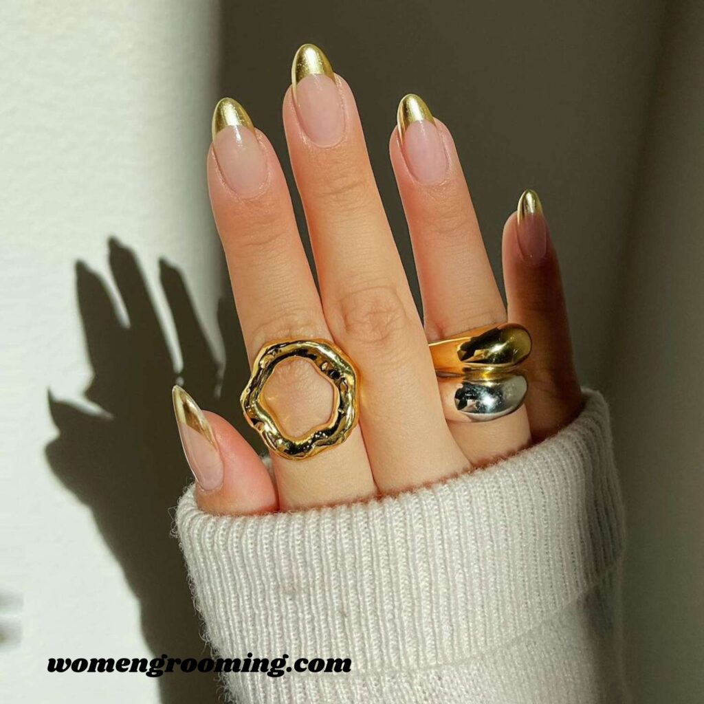 Gold Chrome French Tips