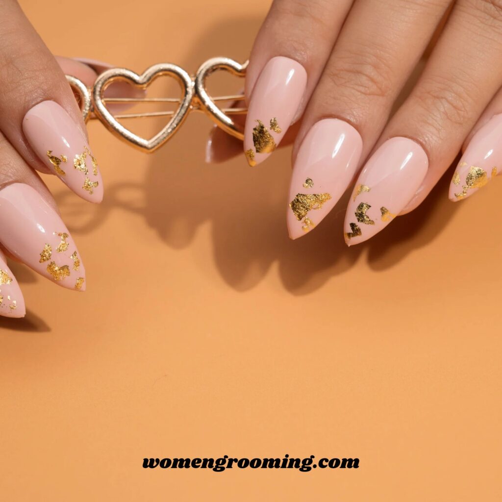 Gold Foil Almond Nails