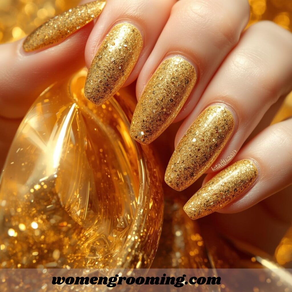 Gold Glitter Nails