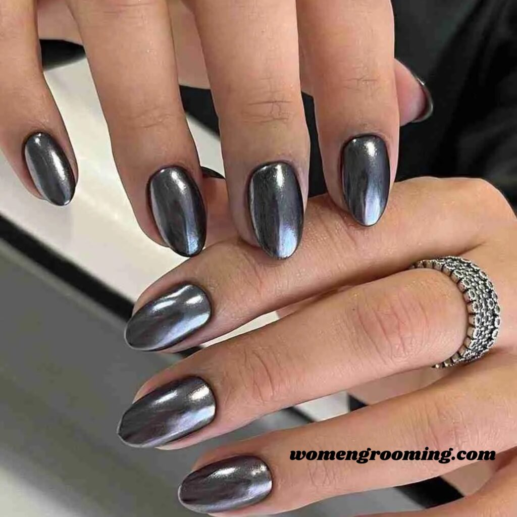 Gunmetal Metallic Nails