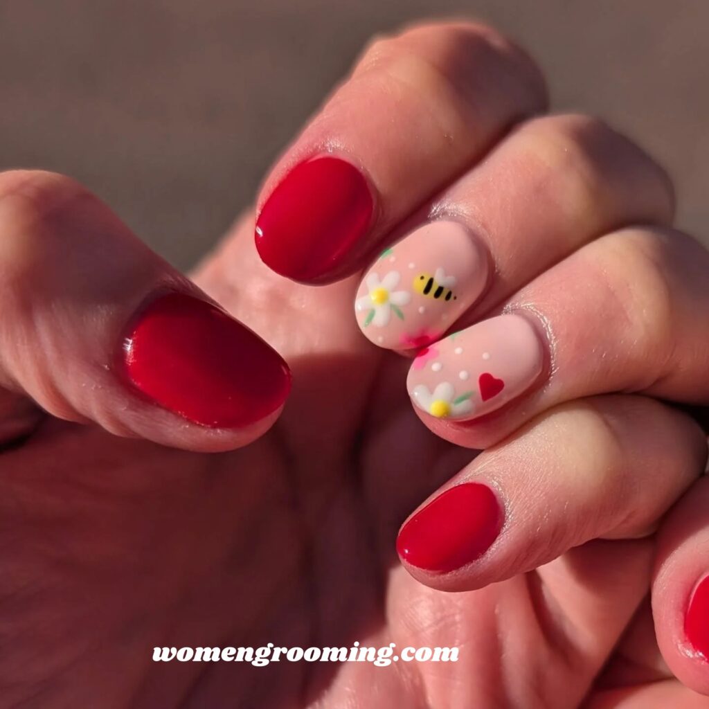Heart Accent Nails