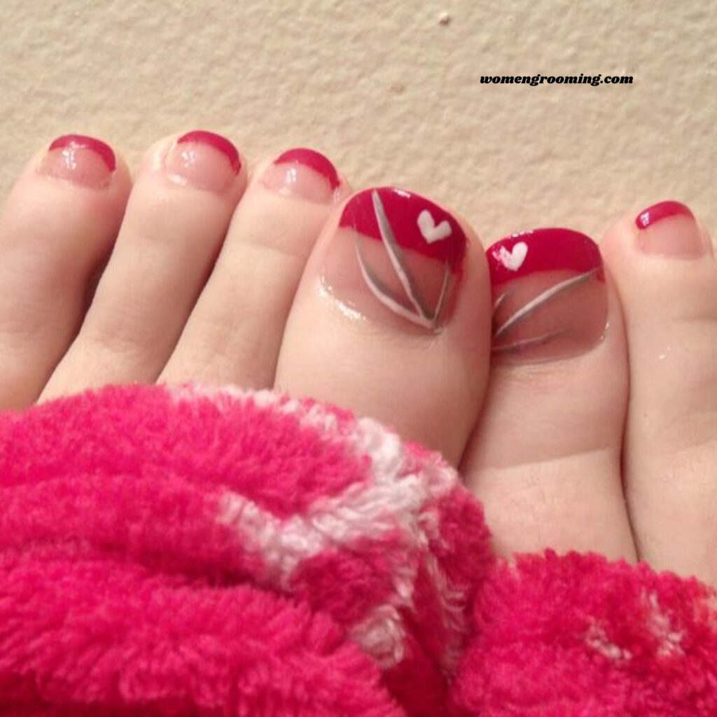 Heart French Tip Toes