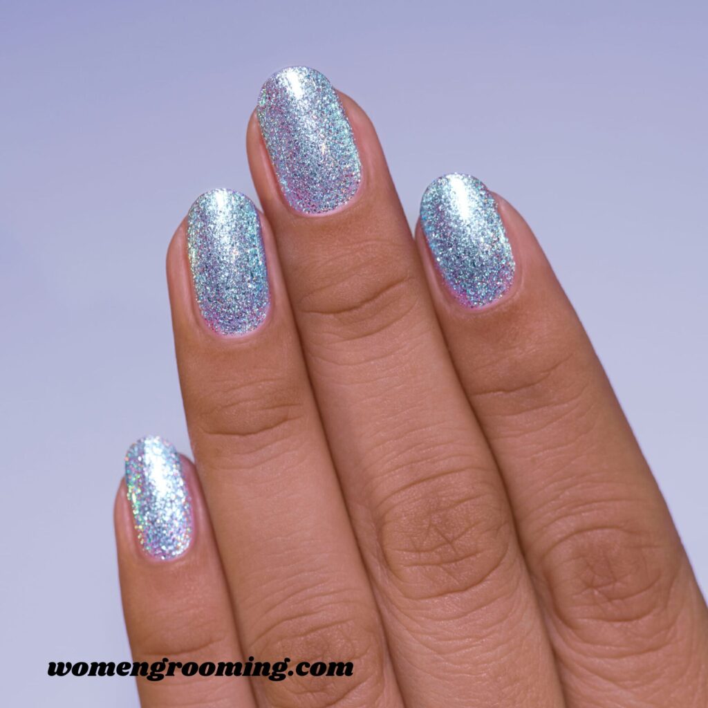 Holographic Ice Blue Nails (1)