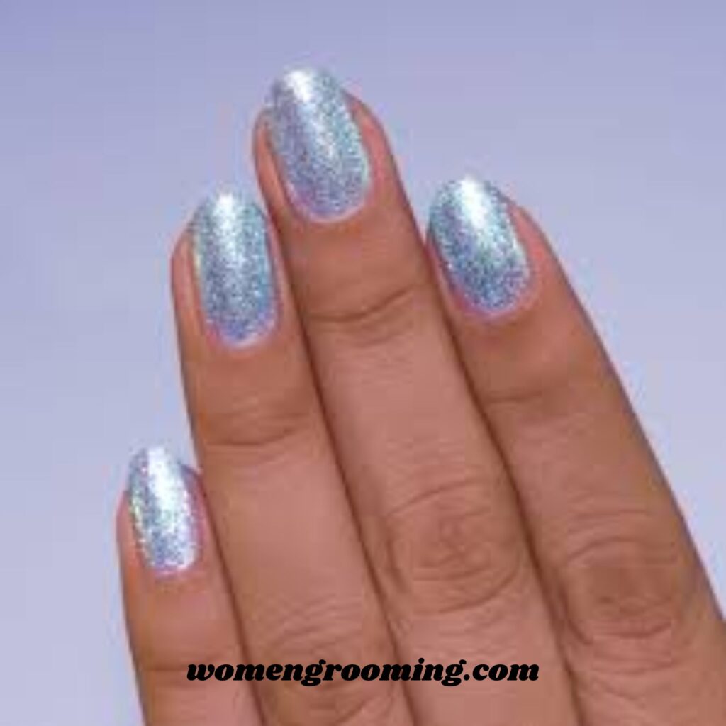 Holographic Ice Blue Nails