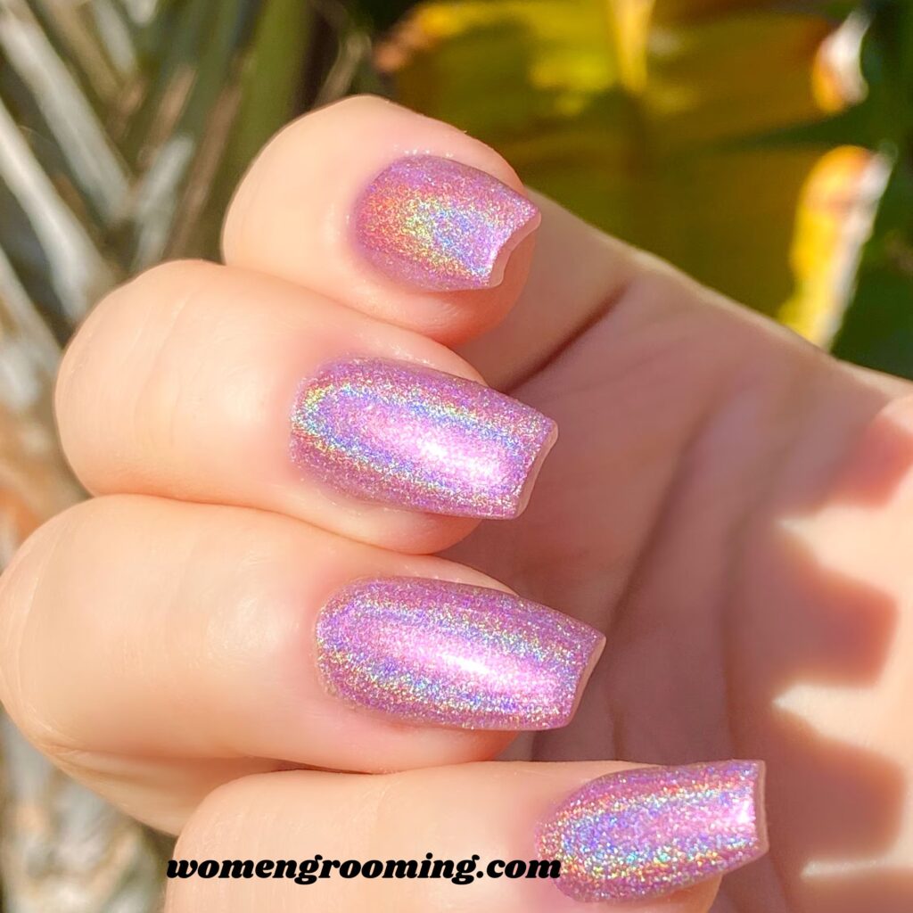 Holographic Pink Nails