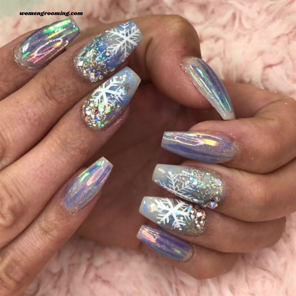 Holographic Snow Nails