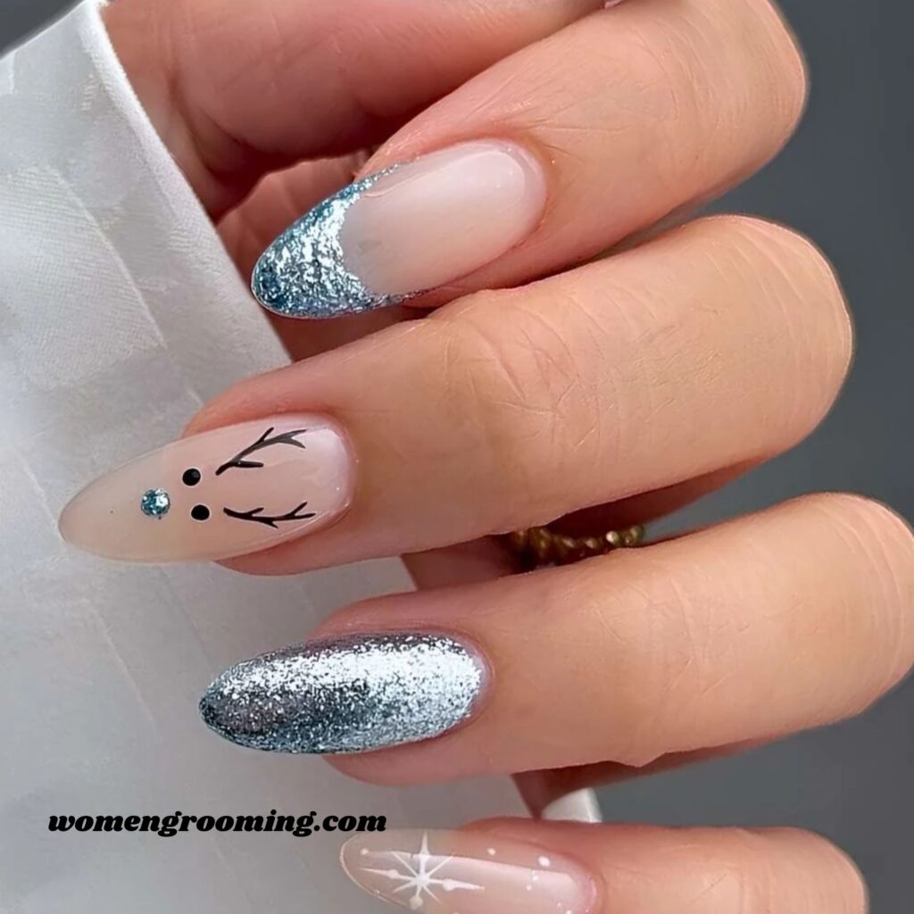 Ice Blue Glitter Nails
