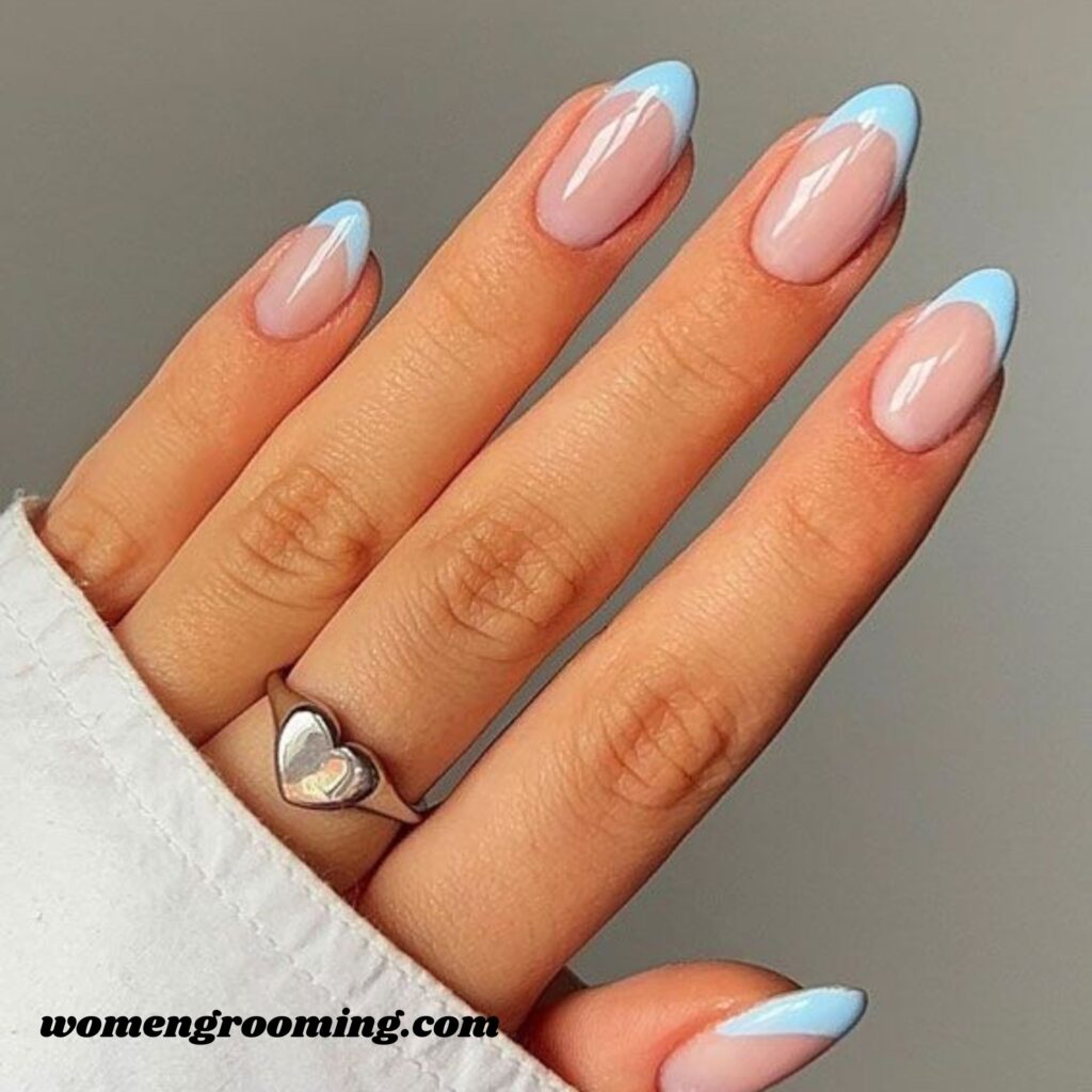Icy Blue French Tip Nails