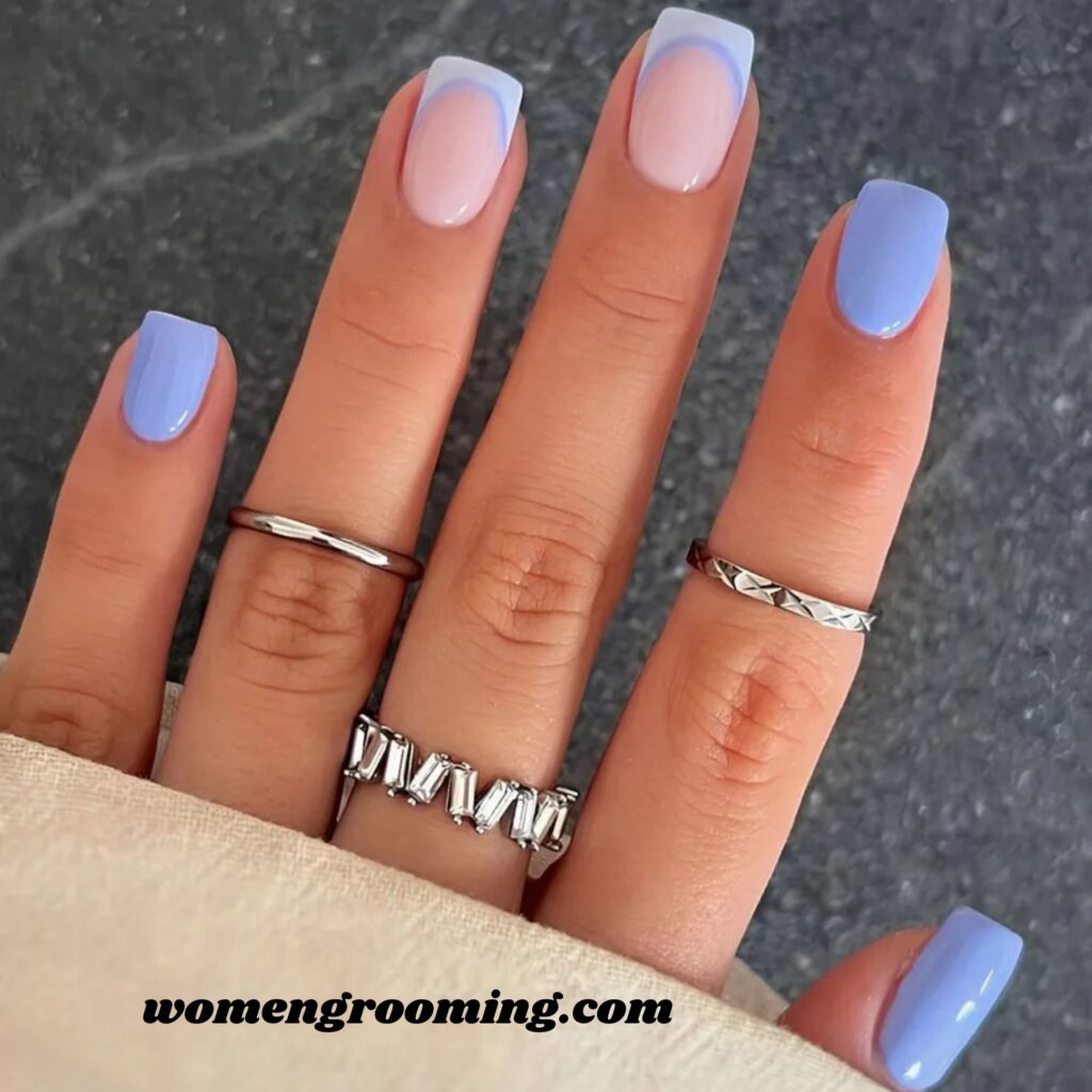 Icy Blue Short Nails