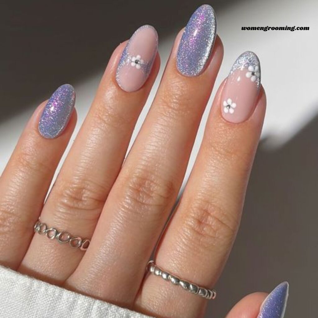 Icy Cat Eye Nude Nails