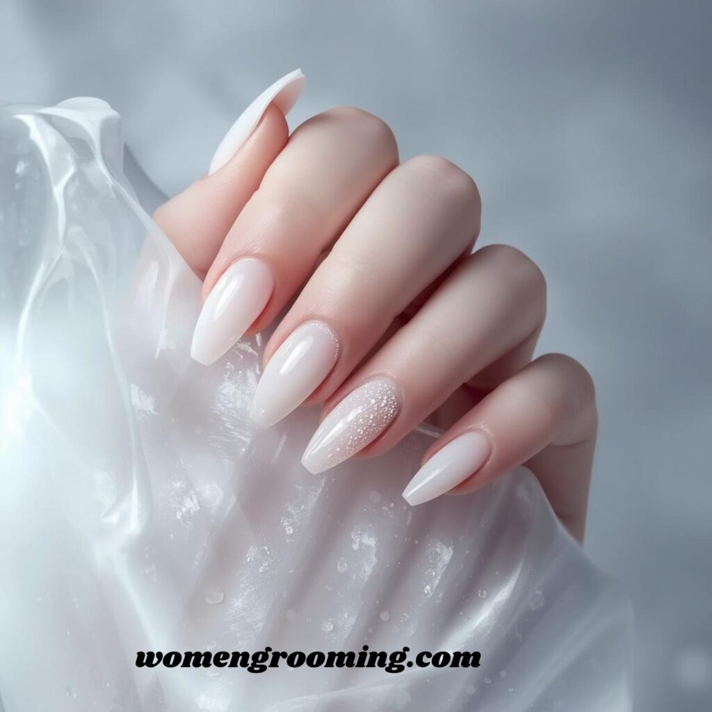 Icy Milky White Nails