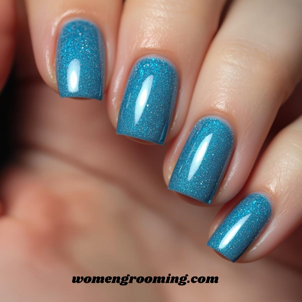 Icy Shimmer Blue Nails