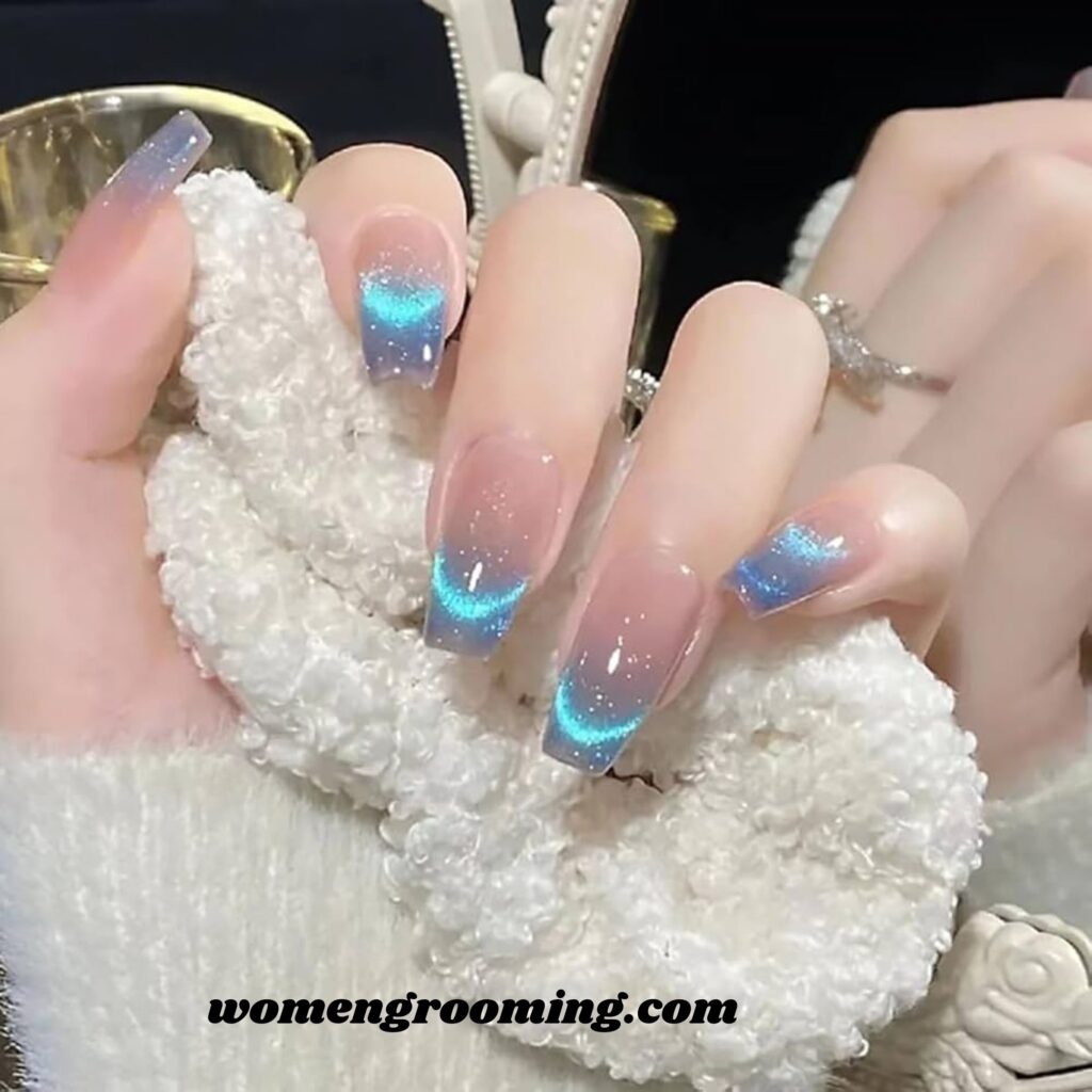 Jelly Ice Blue Nails