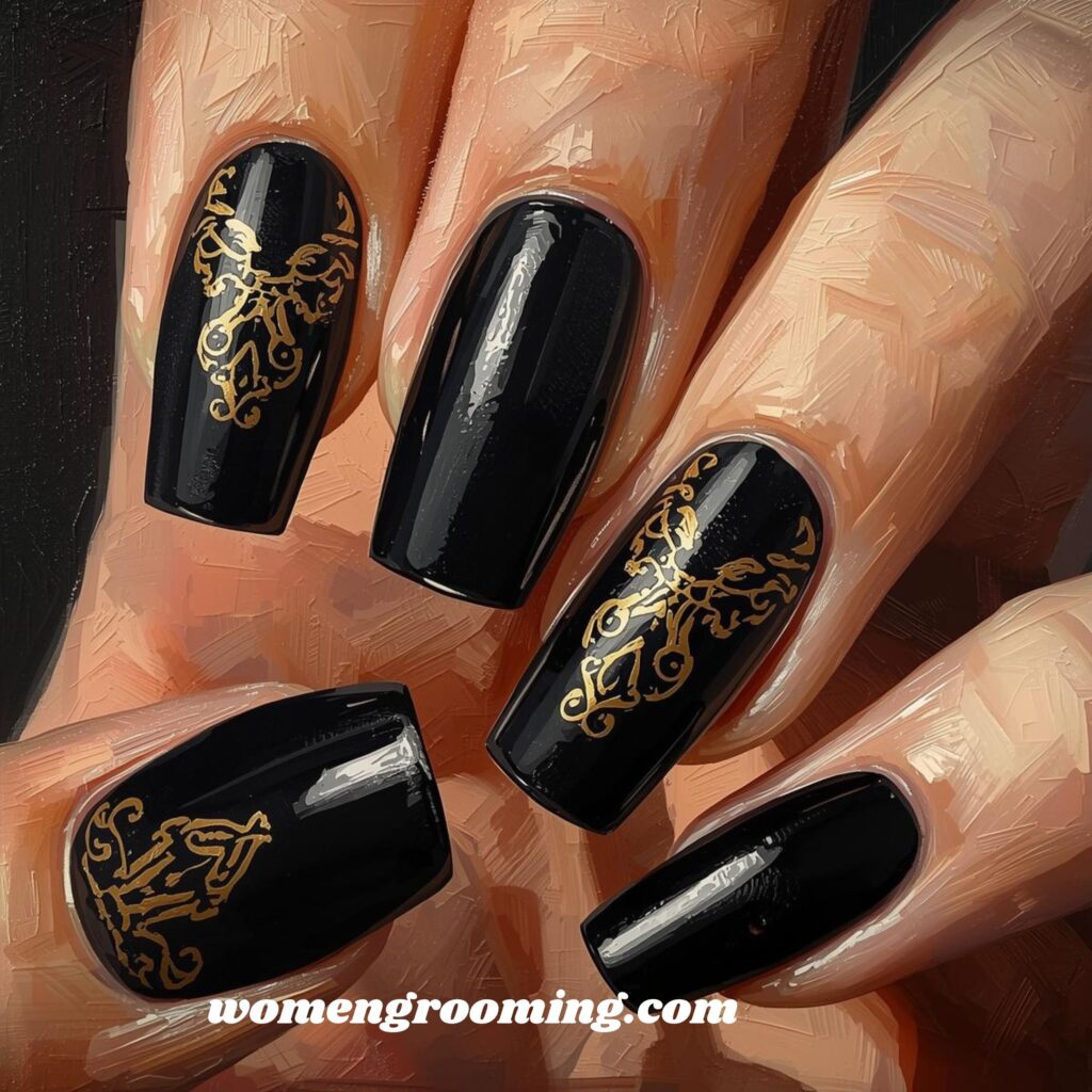 Jet Black Gloss Nails (1)